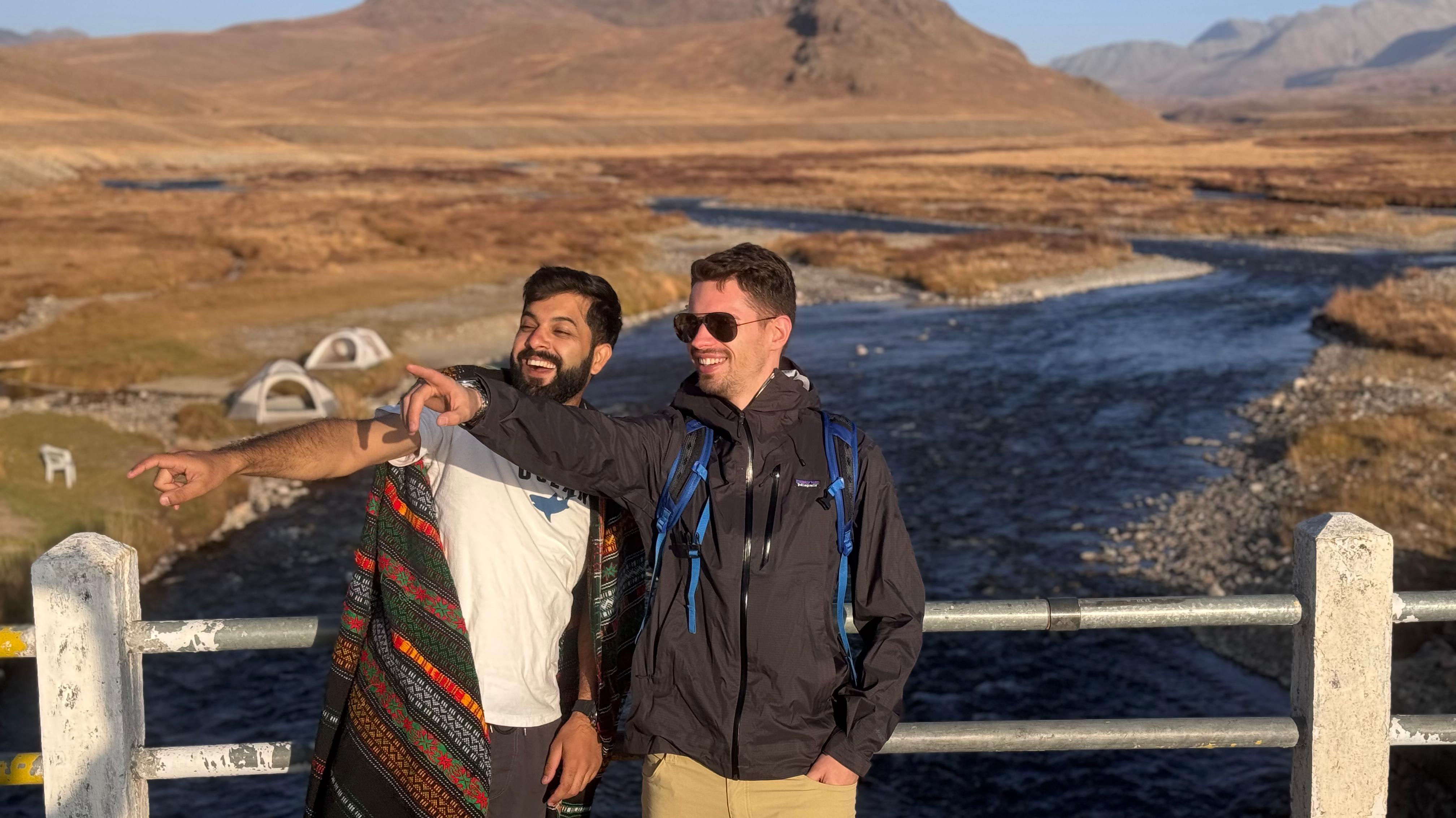 Local Hunza mountaineer leading a small group along a ridge